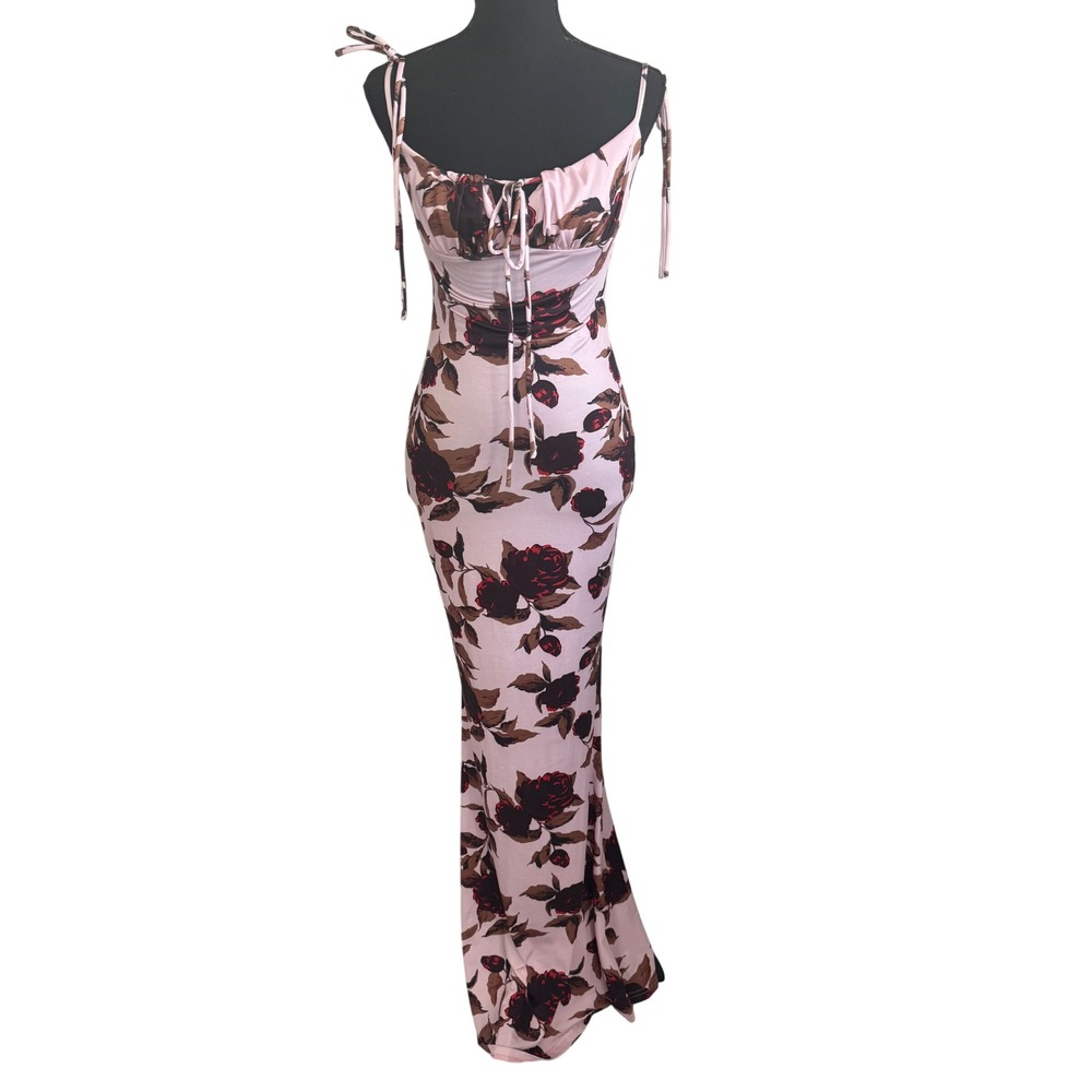 Parthea Womens Y2K Babydoll Milkmaid Maxi Dress XS Pink Floral Fairycore Cottage
